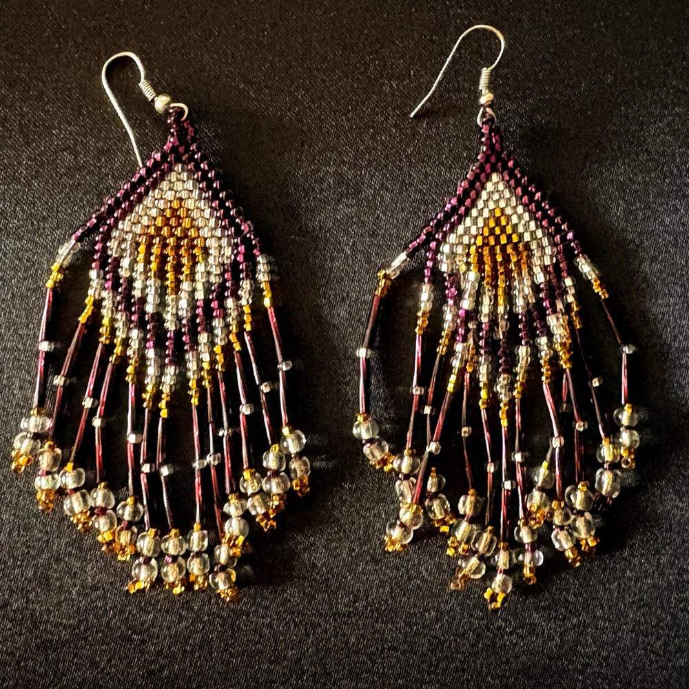 Elegant Beaded Earrings in Gold and Silver